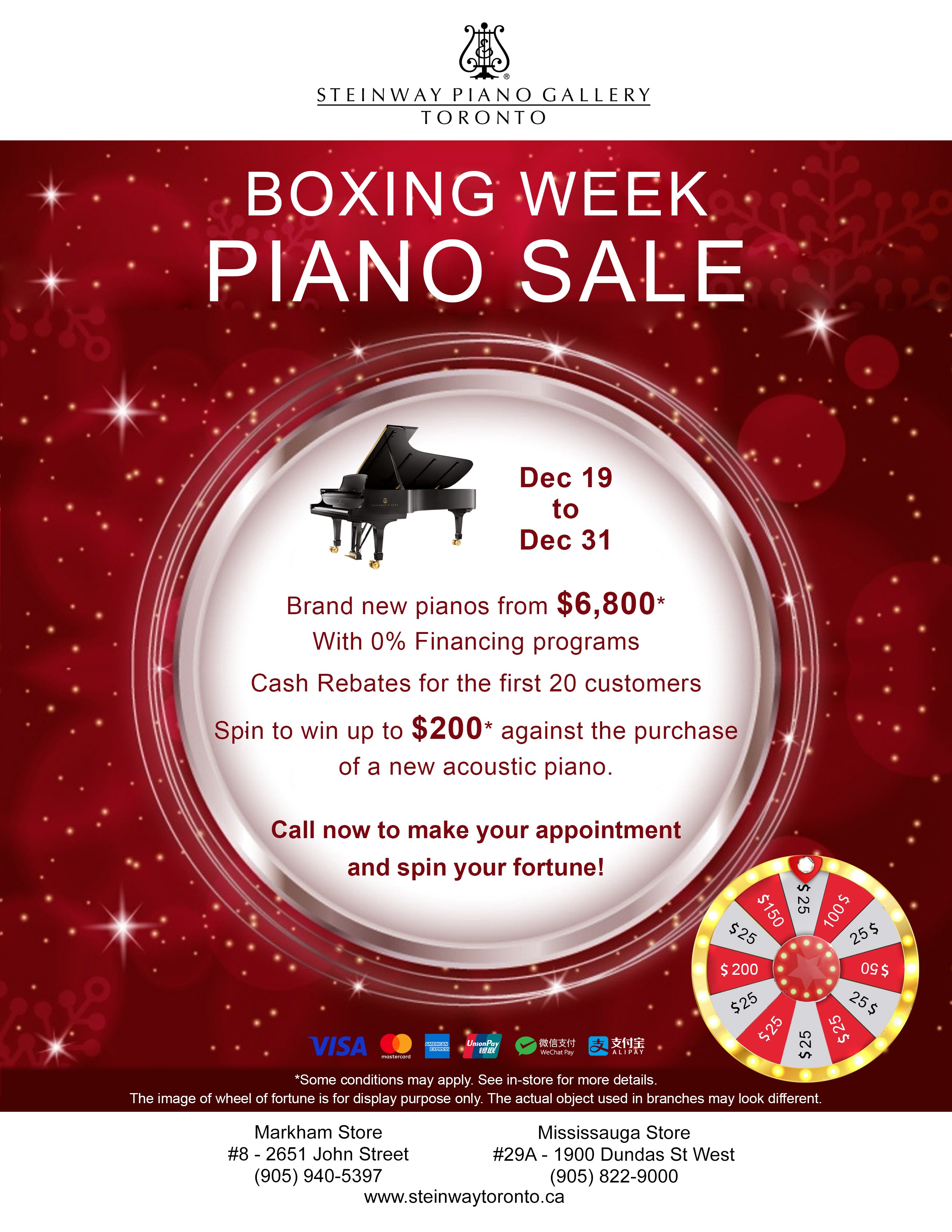 Boxing Week Piano Sale Steinway & Sons